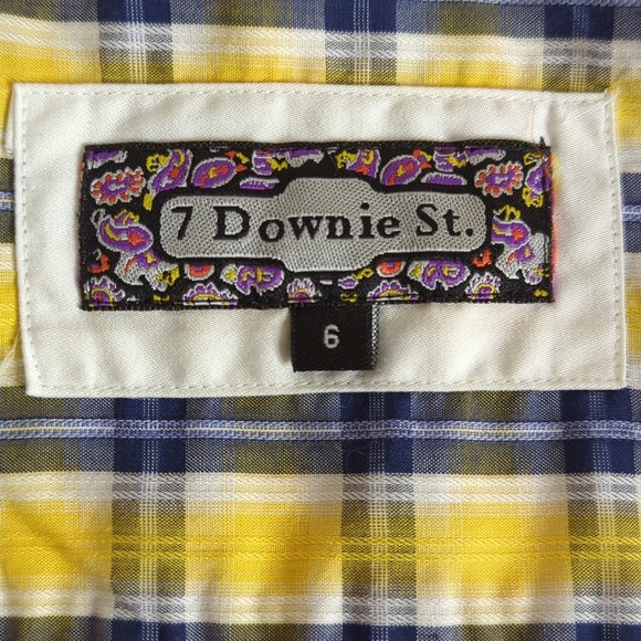 7 Downie St. Men’s Yellow Blue Button Down Long Sleeve Shirt - Picture 3 of 14